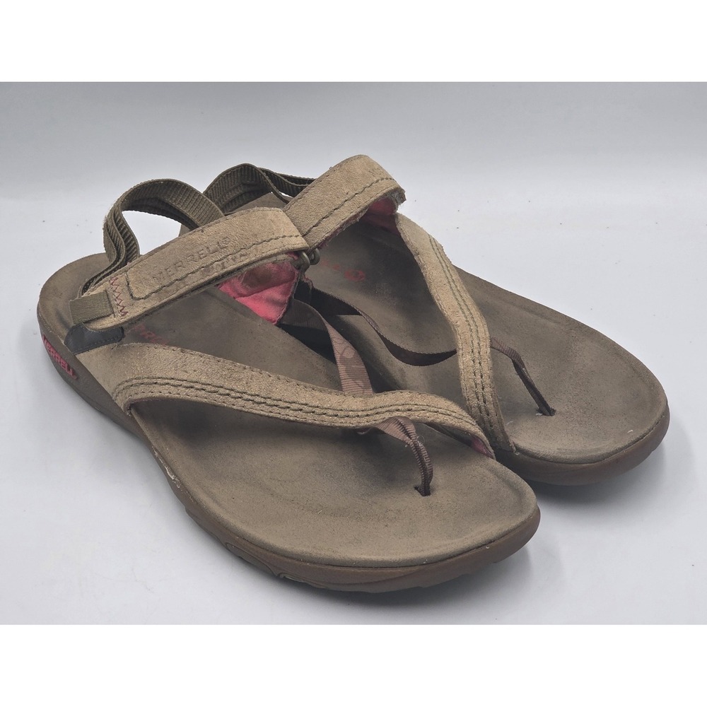 Merrell Kangaroo J57512 Womens 10 Tan Leather Sport Sandals Hiking Comfort